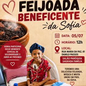 Feijoada beneficente será realizada para ajudar Sofia na luta contra câncer raro em Divinópolis