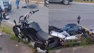 Acidente envolvendo motocicletas e carro deixa ferido em Nova Serrana