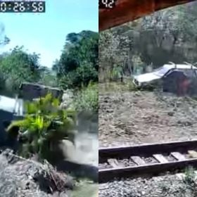 Carro 'voa' sobre linha férrea na zona rural de Divinópolis