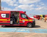 Helic&oacute;ptero do Servi&ccedil;o A&eacute;reo de Sa&uacute;de durante transfer&ecirc;ncia de beb&ecirc; com cardiopatia de Divin&oacute;polis para Uberl&acirc;ndia.