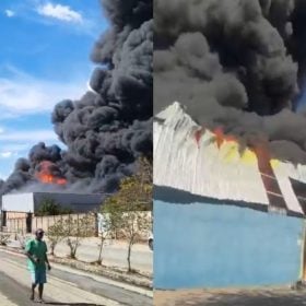 Incêndio em fábrica de palmilhas deixa três feridos em Perdigão