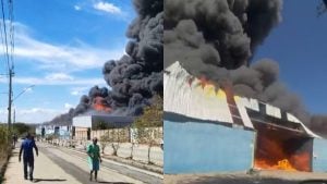 Incêndio em fábrica de palmilhas deixa três feridos em Perdigão