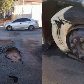 Ônibus com trabalhadores cai em buraco causado por vazamento em Divinópolis