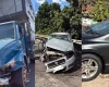Acidente entre caminhonete, carro e caminhão na MG-050, em Itaúna