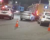 Acidente entre moto e ônibus registrado no bairro Porto Velho, em Divinópolis.