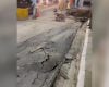 Veja vídeo: Avenida JK tem trecho danificado meses após revitalização; Prefeitura aponta rompimento de rede da Copasa