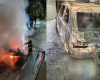 Carro pega fogo no Centro de Arcos