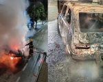 Carro pega fogo no Centro de Arcos