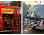 Acidente entre caminhão do Corpo de Bombeiros e ônibus em Belo Horizonte deixa quatro feridos
