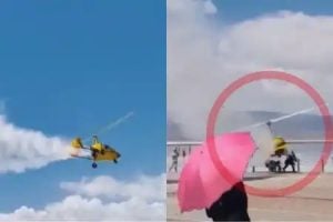 Girocóptero descontrolado provoca acidente em parque turístico na China