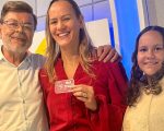 Ganhadora do Roletrando, Sandra retirou o seu prêmio no programa Jorge Neto
