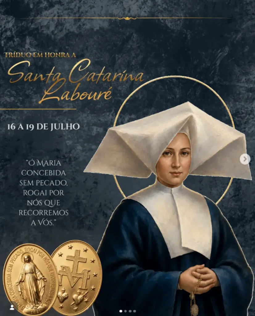 Fi&eacute;is participam da festa em que Divin&oacute;polis celebra Santa Catarina de Labour&eacute; na Igreja Nossa Senhora das Gra&ccedil;as