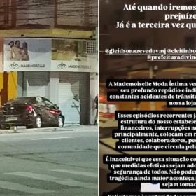 Dona de loja desabafa após carro atingir fachada em Divinópolis