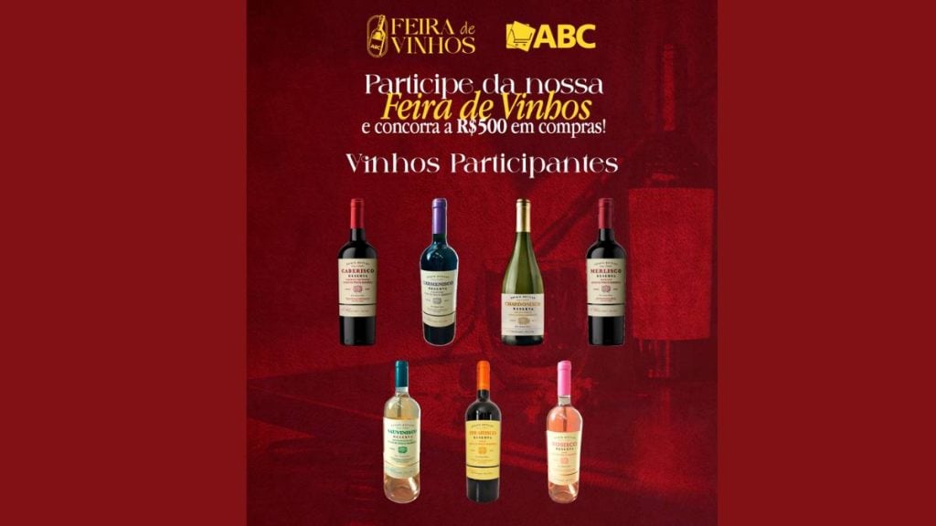 Feira de Vinhos Hiper ABC Divin&oacute;polis com degusta&ccedil;&atilde;o de vinhos nacionais e importados.