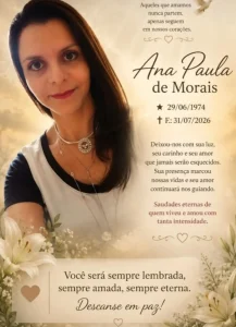 Nota de pesar: falece a enfermeira Ana Paula de Moraes