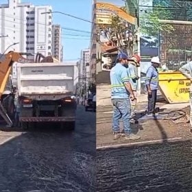 Obra da Copasa fecha rua Rio de Janeiro, no Centro de Divinópolis