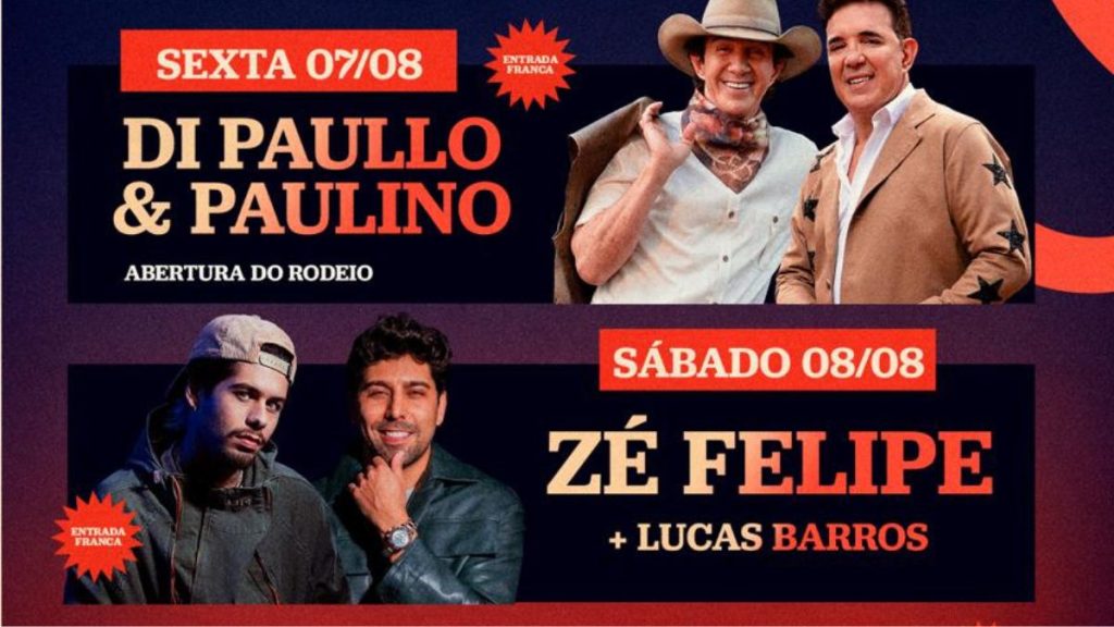 S&atilde;o Gon&ccedil;alo do Par&aacute; Rodeio Show ter&aacute; shows gratuitos de Z&eacute; Felipe e Di Paullo & Paulino