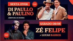 São Gonçalo do Pará Rodeio Show terá shows gratuitos de Zé Felipe e Di Paullo & Paulino