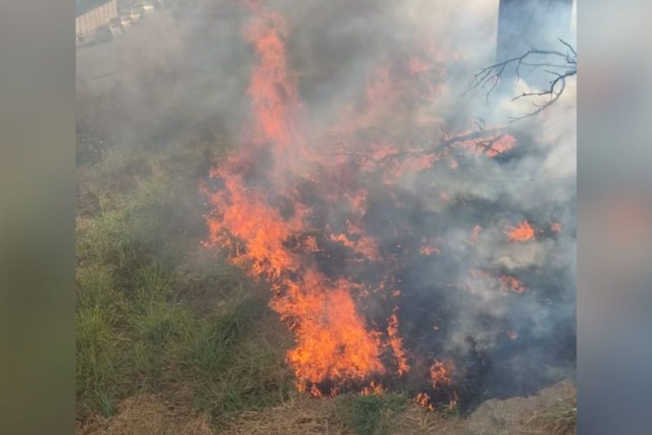 Incêndio em lote vago na Rua Itapecerica, no Centro de Divinópolis