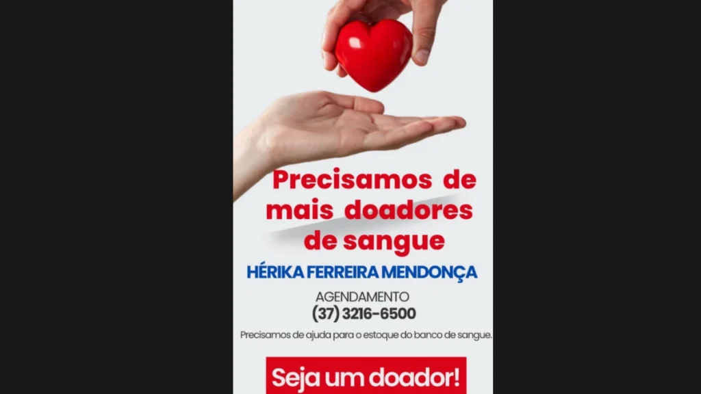 Campanha de doa&ccedil;&atilde;o de sangue pede novos doadores para refor&ccedil;ar estoque do banco de sangue.