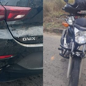 Acidente entre carro e motocicleta na AMG-0345 em Divinópolis