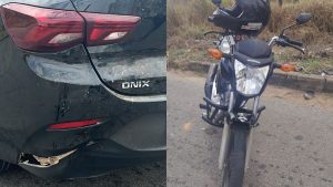 Acidente entre carro e motocicleta na AMG-0345 em Divinópolis
