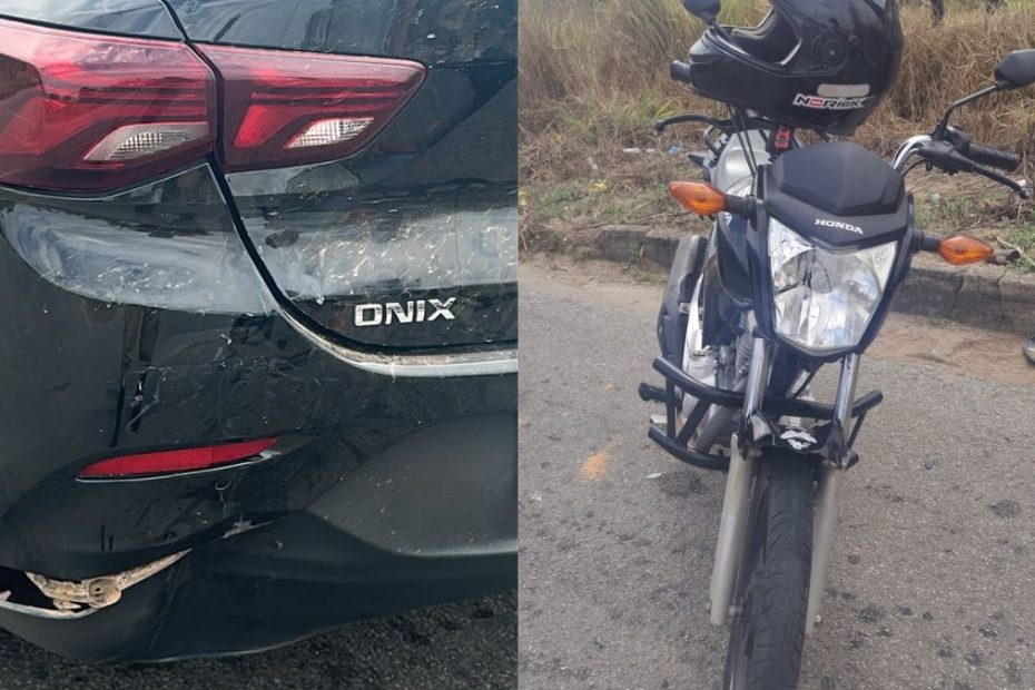 Acidente entre carro e motocicleta na AMG-0345 em Divinópolis
