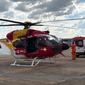 Helicóptero Arcanjo 14 durante transferência aeromédica de Divinópolis para Alfenas