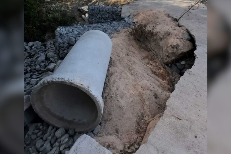 Gabião localizado na região do bairro Serra Verde em Divinópolis
