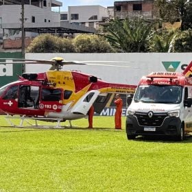 Helicóptero Arcanjo realiza transferência de menina vítima de queimaduras de Divinópolis para Belo Horizonte