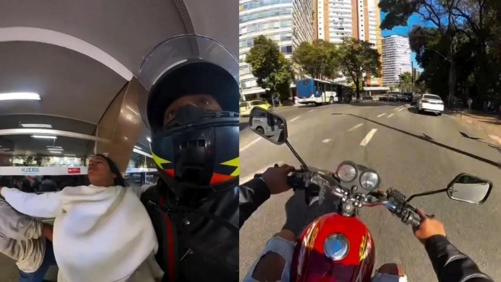 Motoboy abre caminho para ajudar mulher que passava mal a chegar ao hospital em BH