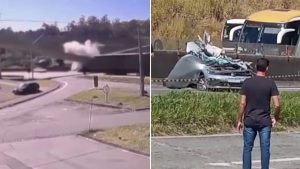 Passarela desaba sobre carro e deixa dois mortos na rodovia Fern&atilde;o Dias