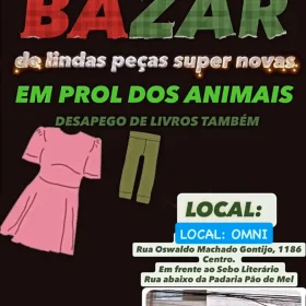 Projeto Atos de Amor Divi promove bazar solidário neste sábado para pagar tratamentos de animais resgatados