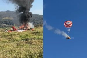 Piloto de avião que caiu em Mateus Leme é encaminhado ao Hospital João XXIII com suspeita de inalação de fumaça