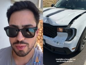 Filho de Leonardo, Matheus Vargas, sofre acidente de carro durante deslocamento para compromisso profissional