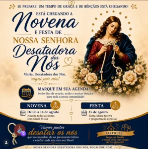 Festa de Nossa Senhora Desatadora dos Nós reúne fiéis com novena e procissão em Divinópolis