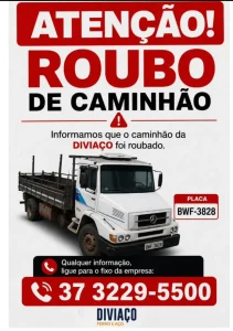 Furto de caminhão reacende alerta em Divinópolis