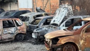Incêndio atinge oito veículos em pátio de guarda e remoção em Itaúna