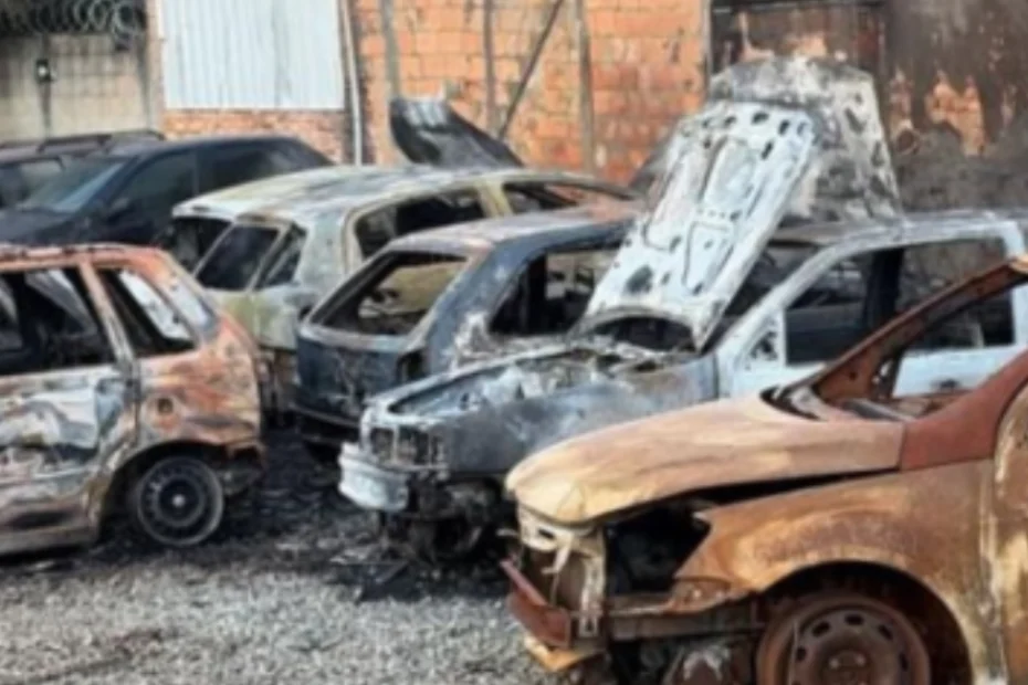 Incêndio atinge oito veículos em pátio de guarda e remoção em Itaúna