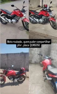 Procura-se motocicleta furtada no bairro Grajaú, em Divinópolis