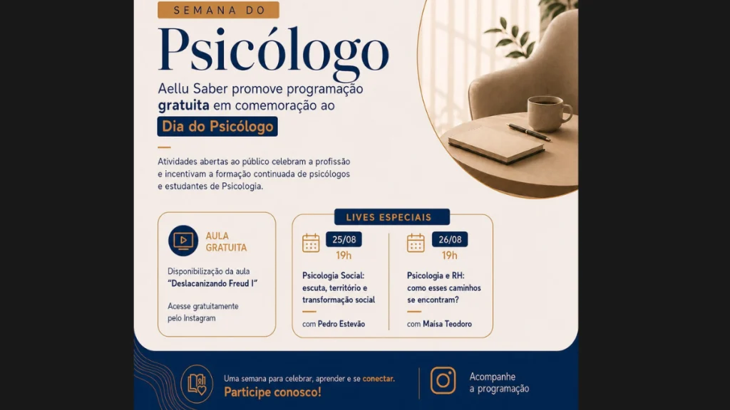 Programa&ccedil;&atilde;o gratuita Dia do Psic&oacute;logo promovida pela Aellu Saber