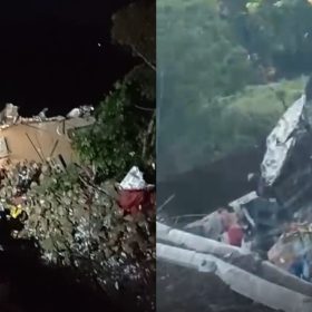 Vídeo: Carreta tomba e cai em ribanceira na BR-494, em Divinópolis