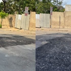 Equipe realiza retirada de quebra-molas na Avenida Brigadeiro Cabral, no bairro Santa Tereza, em Divinópolis