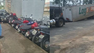 Carreta atinge mais de dez motocicletas no bairro Icara&iacute; em Divin&oacute;polis