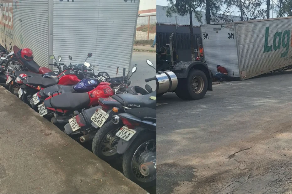 Carreta atinge mais de dez motocicletas no bairro Icaraí em Divinópolis