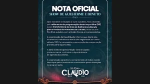 Show de Guilherme & Benuto é transferido em Cláudio