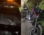 Colisão frontal entre caminhonete e motocicleta deixa mulher gravemente ferida na MG-050 em Divinópolis
