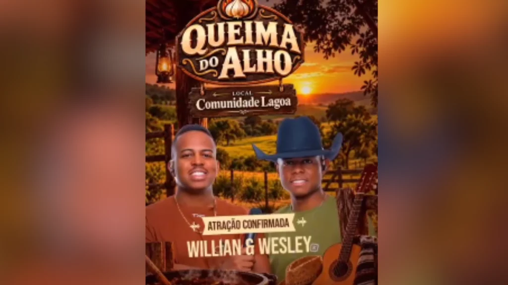 Willian e Wesley se apresentam na Comunidade da Lagoa, em Divin&oacute;polis, no dia 27 de setembro.