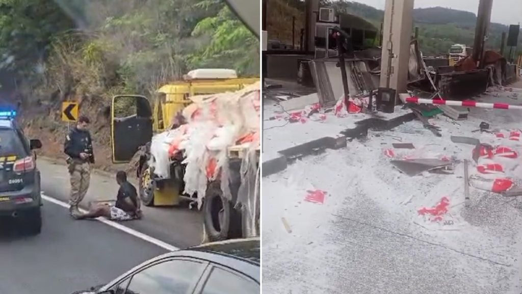 Motorista b&ecirc;bado bate em cabine de ped&aacute;gio, tenta fugir e &eacute; preso na BR-381