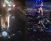 Moto 'capota' após bater em carro no acostamento da BR-494, em Divinópolis